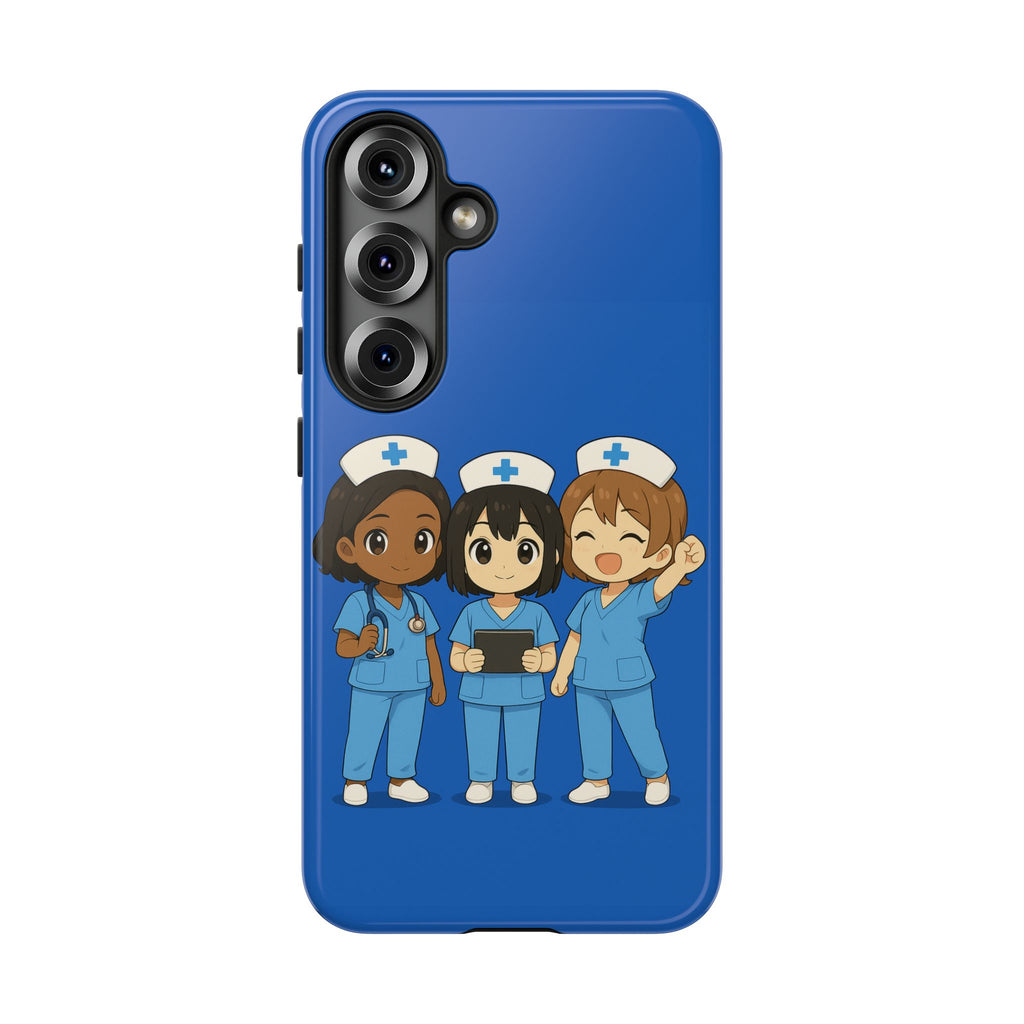 Cute Anime Nurse Phone Case – Blue, Medical-Inspired Design