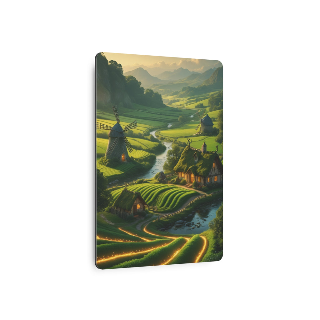 Fantasy Cottage Metal Wall Art – Enchanted Nature Landscape