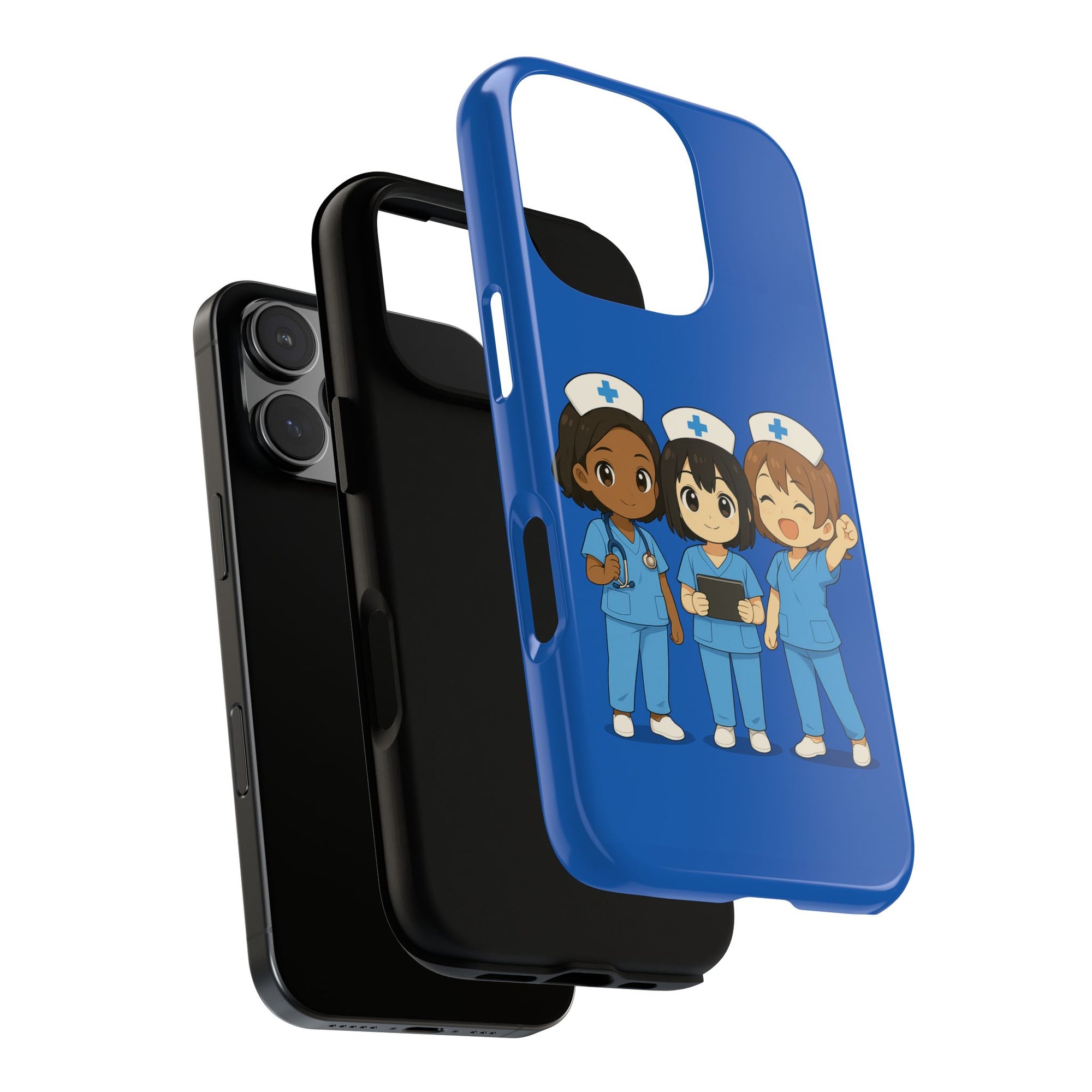 Cute Anime Nurse Phone Case – Blue, Medical-Inspired Design