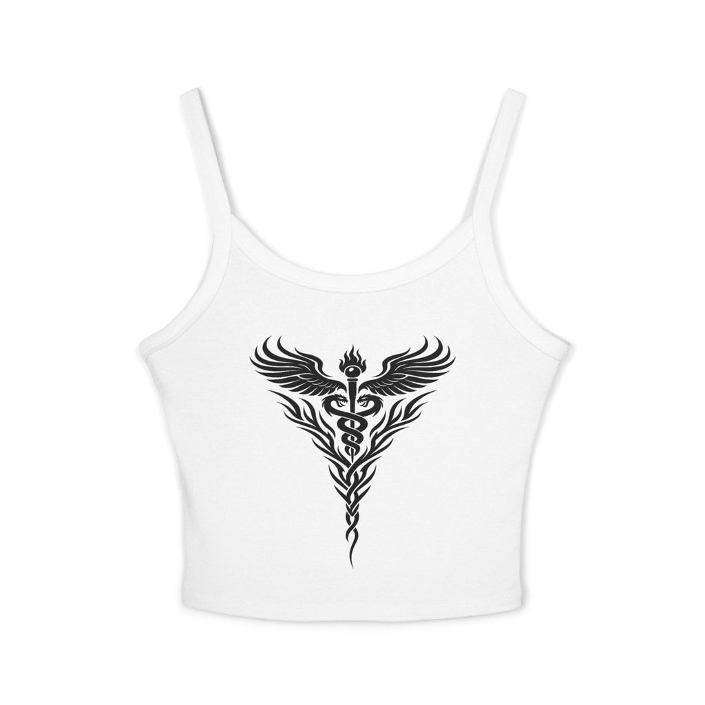 Tribal Caduceus Spaghetti Strap Tank Top - Tribal Caduceus design for nurses