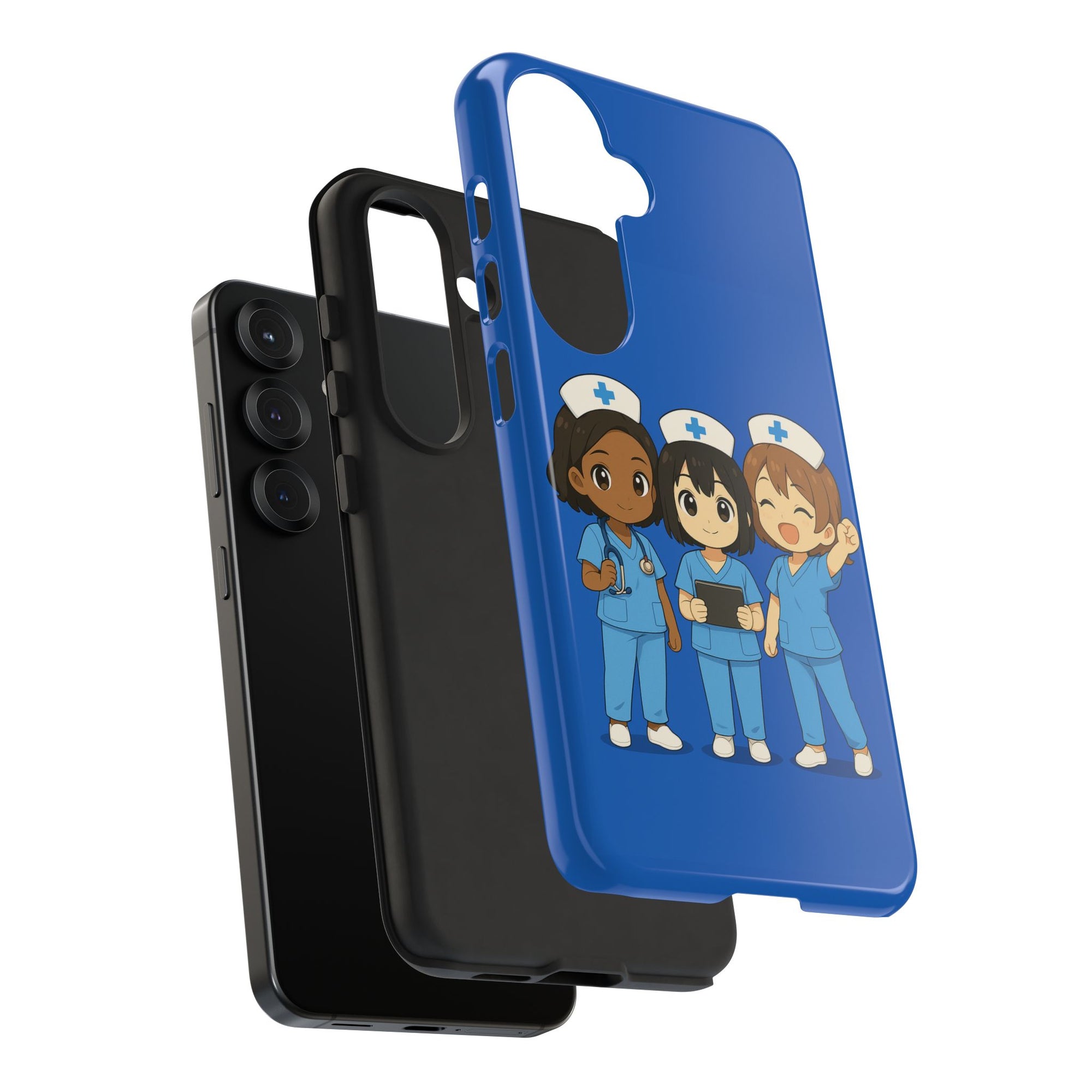 Cute Anime Nurse Phone Case – Blue, Medical-Inspired Design