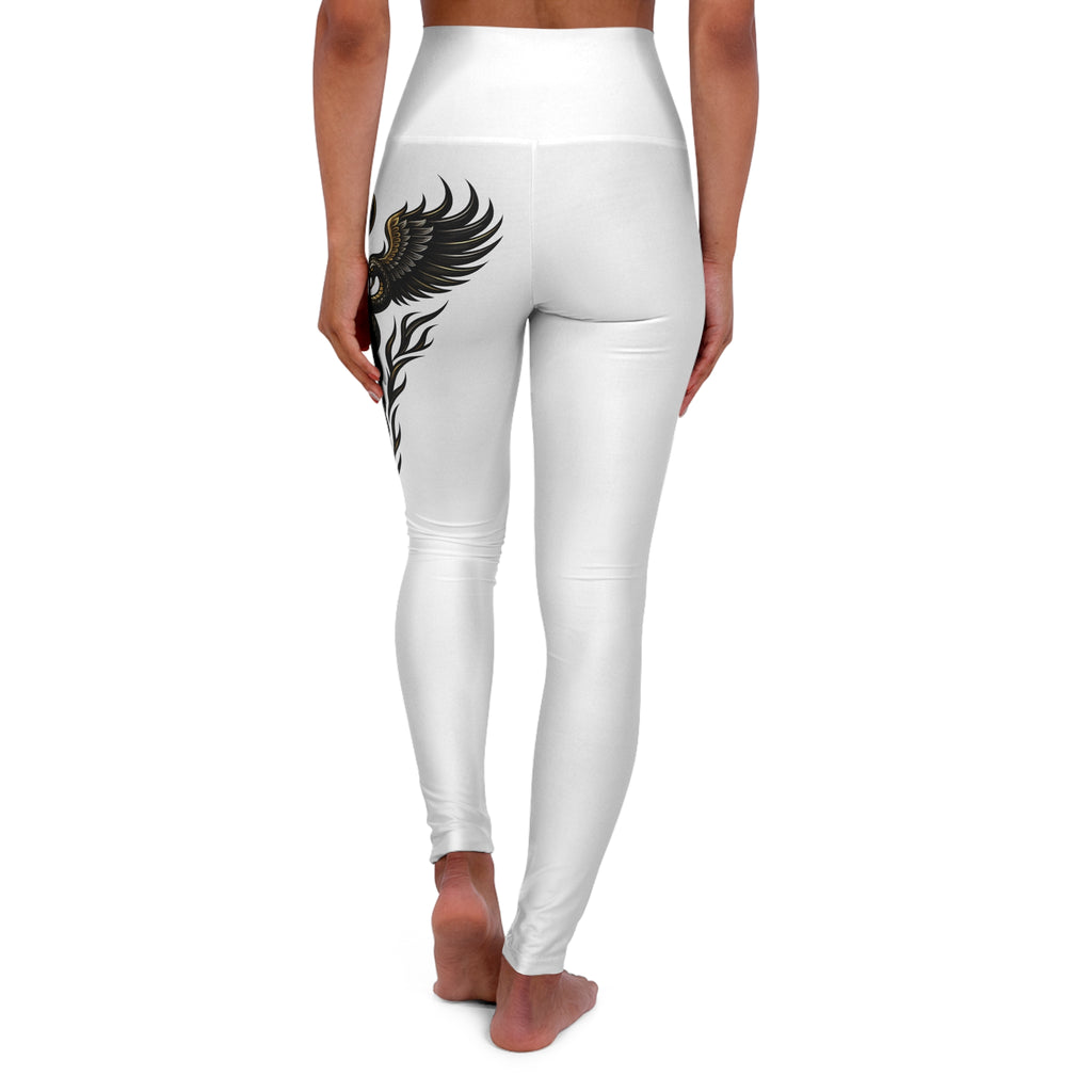 Nurse Caduceus High Waist Yoga Leggings – White, Black & Gold