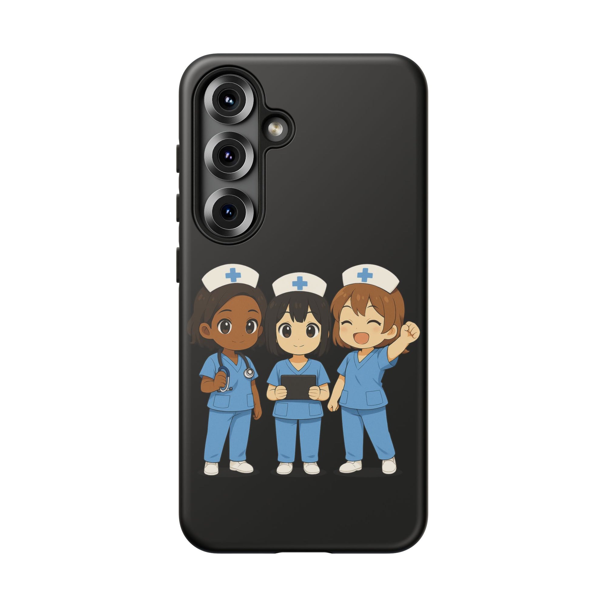 Cute Anime Nurse Phone Case – Black, Medical-Inspired Design
