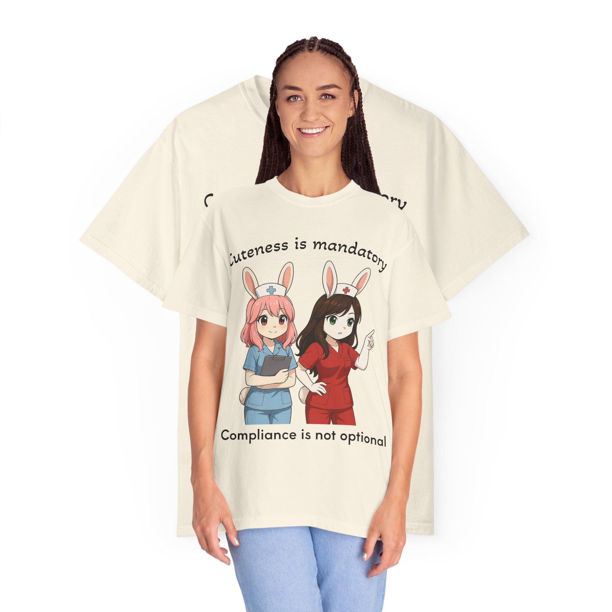 Cute Bunny Nurse Shirt – “Cuteness Is Mandatory” – Premium Comfort Colors Tee
