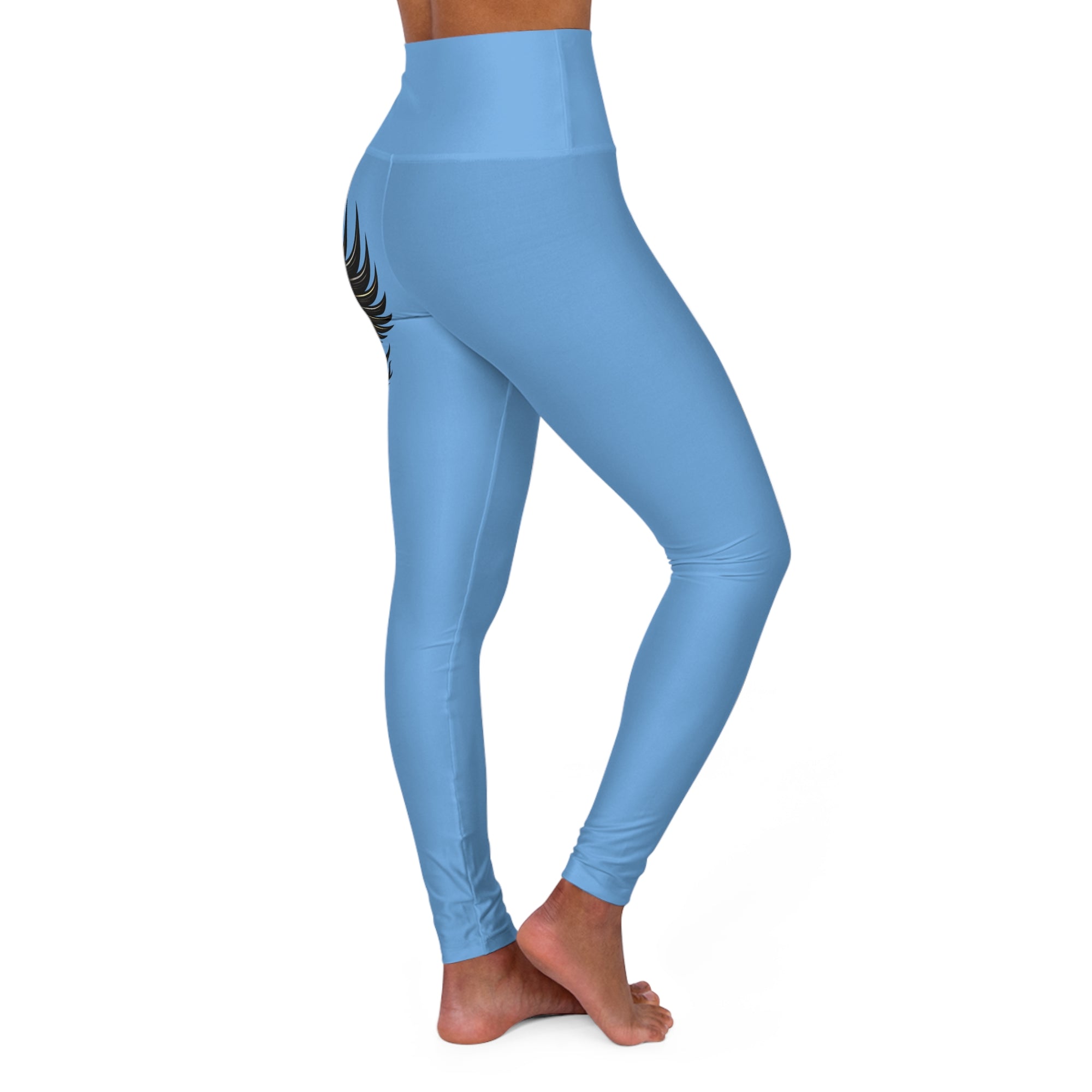 Nurse Caduceus High Waist Yoga Leggings – Light Blue, Black & Gold