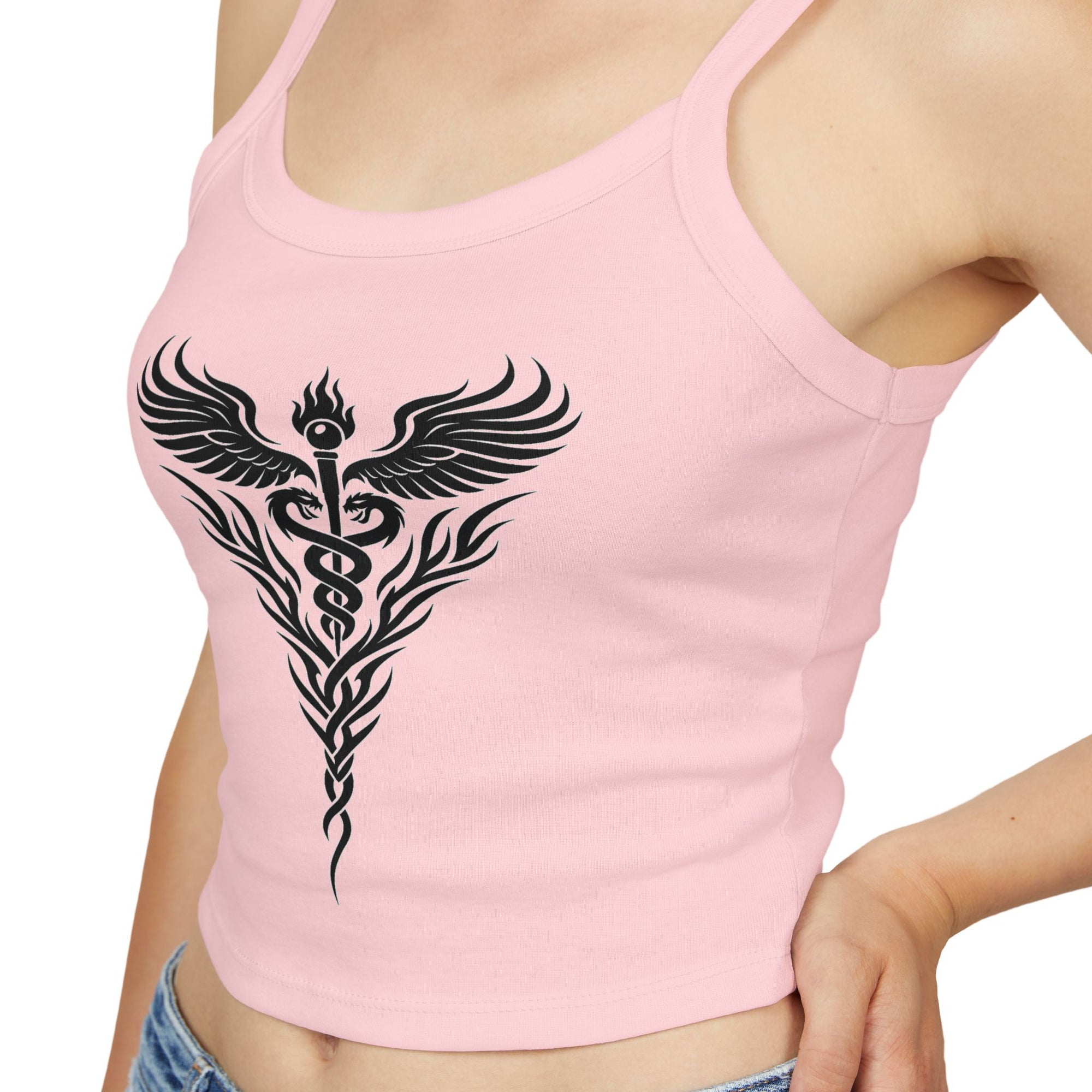 Tribal Caduceus Spaghetti Strap Tank Top - Tribal Caduceus design for nurses