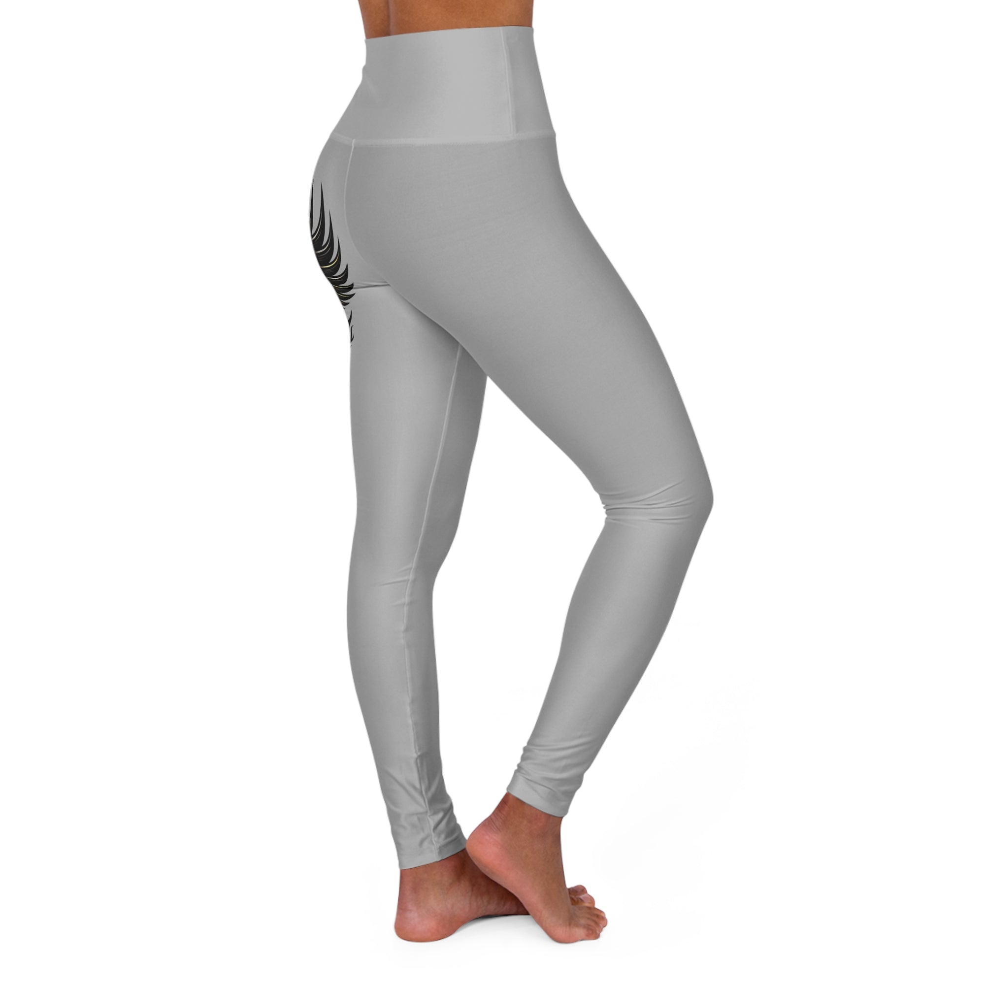 Nurse Caduceus High Waist Yoga Leggings – Light Grey, Black & Gold