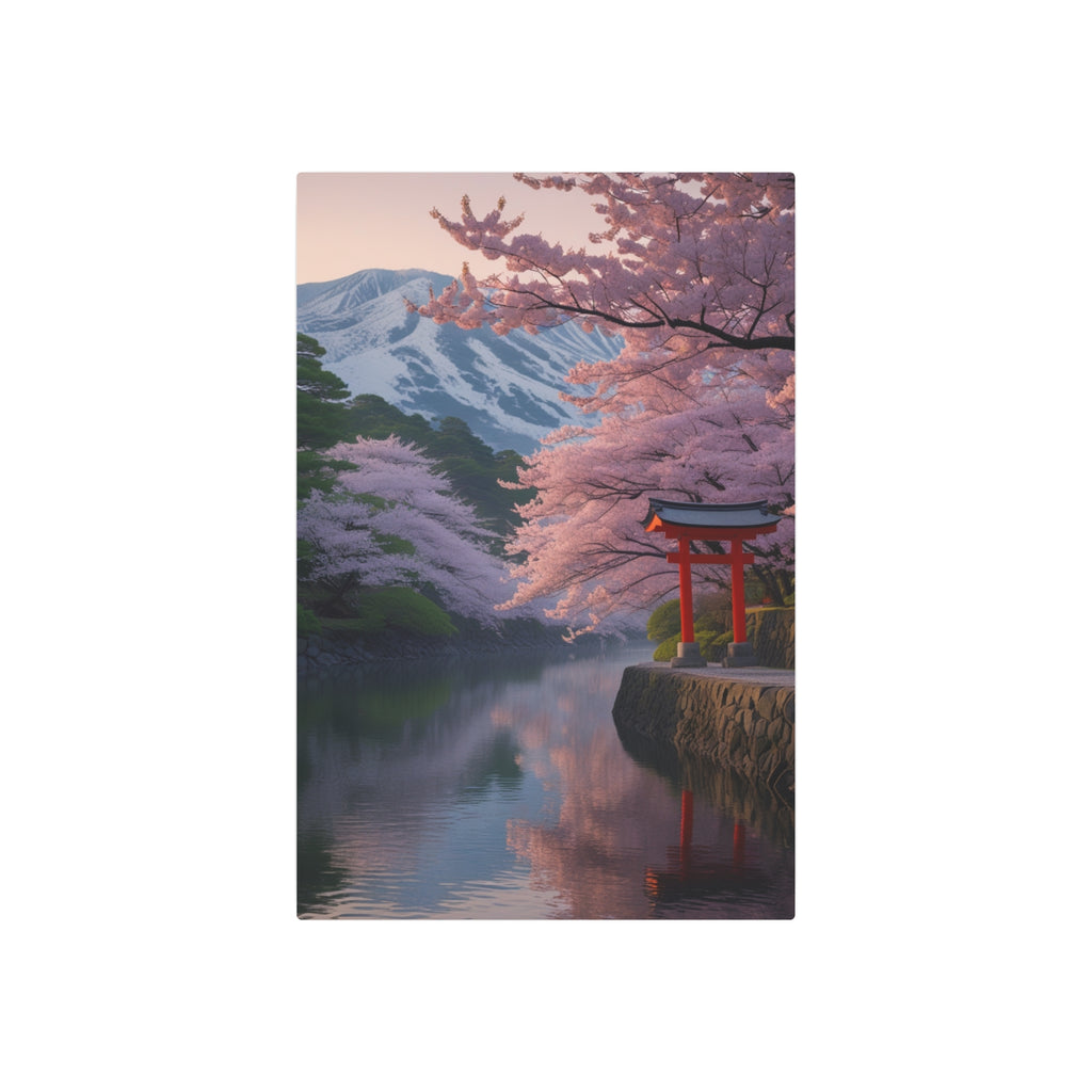 Cherry Blossom Torii Metal Wall Art – Japanese Nature Decor