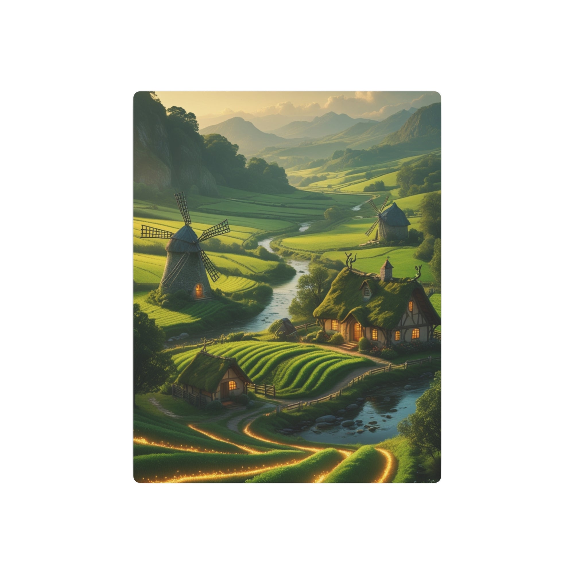 Fantasy Cottage Metal Wall Art – Enchanted Nature Landscape