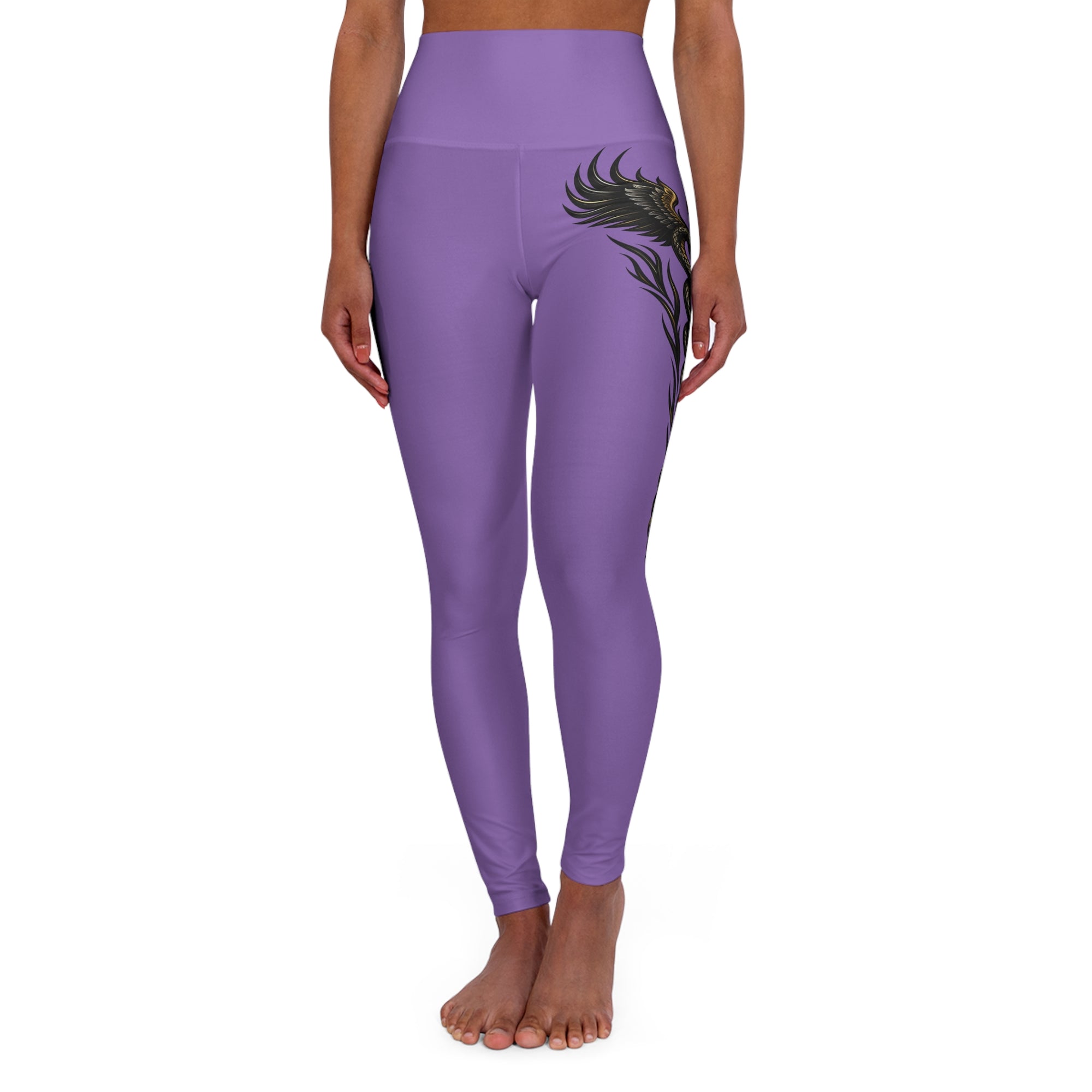 Nurse Caduceus High Waist Yoga Leggings – Light Purple, Black & Gold