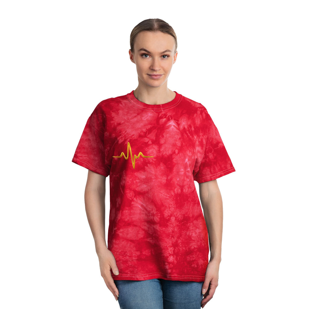 Crystal Tie-Dye Nurse Tee – Heartbeat Symbol Shirt for Healthcare Workers
