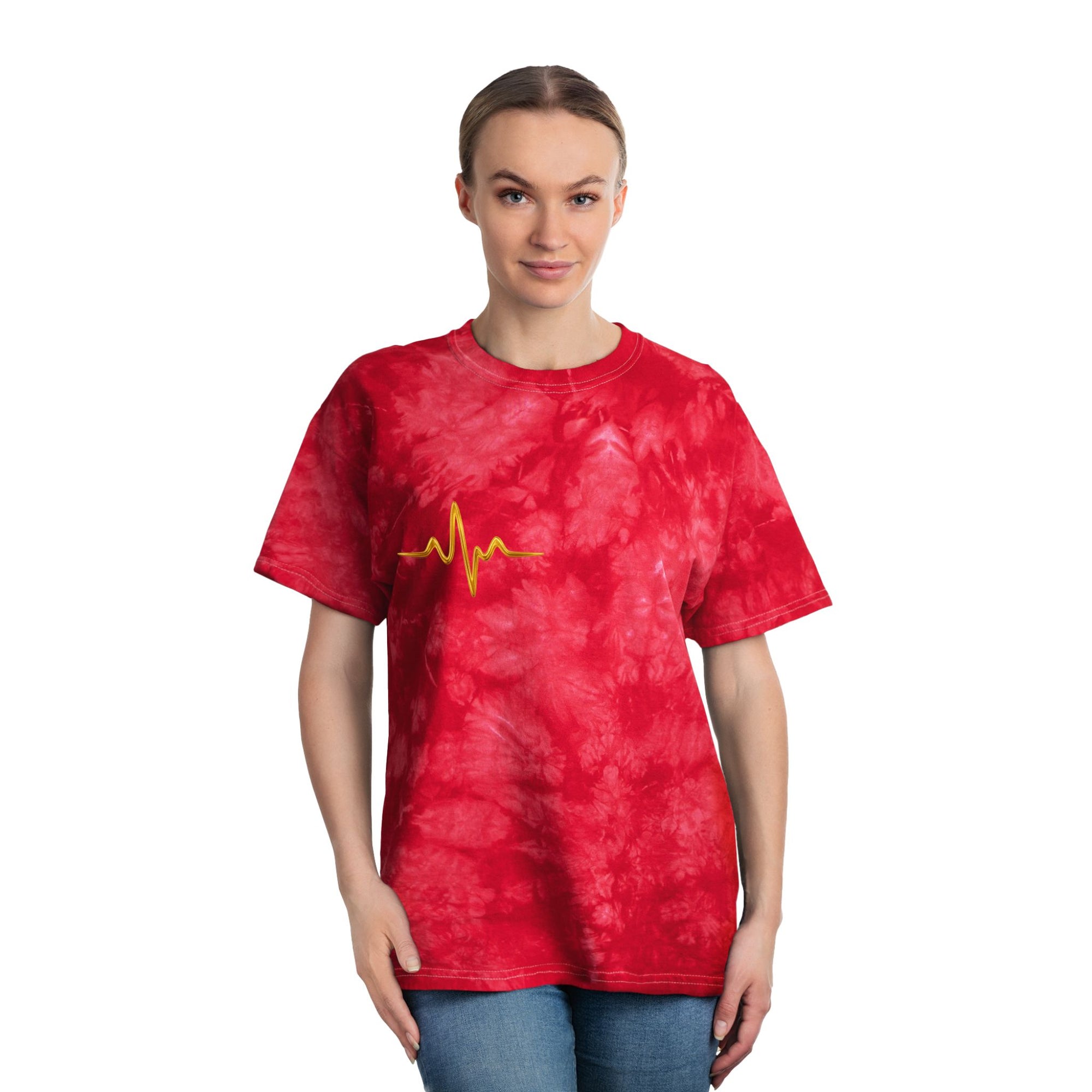 Crystal Tie-Dye Nurse Tee – Heartbeat Symbol Shirt for Healthcare Workers